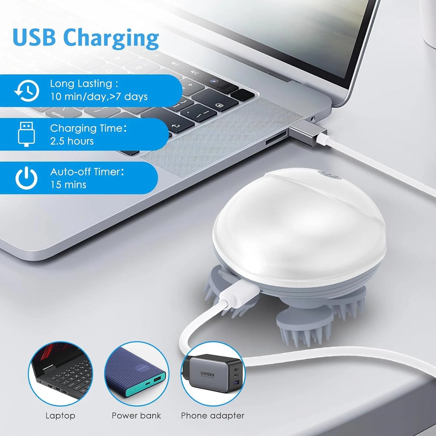 Handheld Electric Scalp Massager – Deep Tissue Head Massage Device for Relaxation & Hair Growth