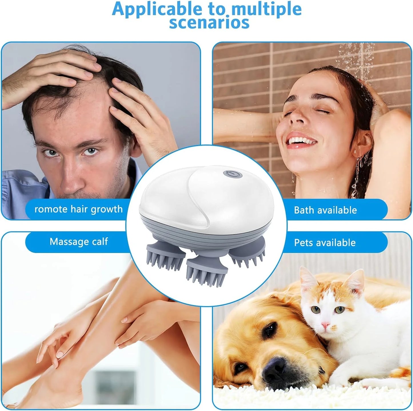 Handheld Electric Scalp Massager – Deep Tissue Head Massage Device for Relaxation & Hair Growth